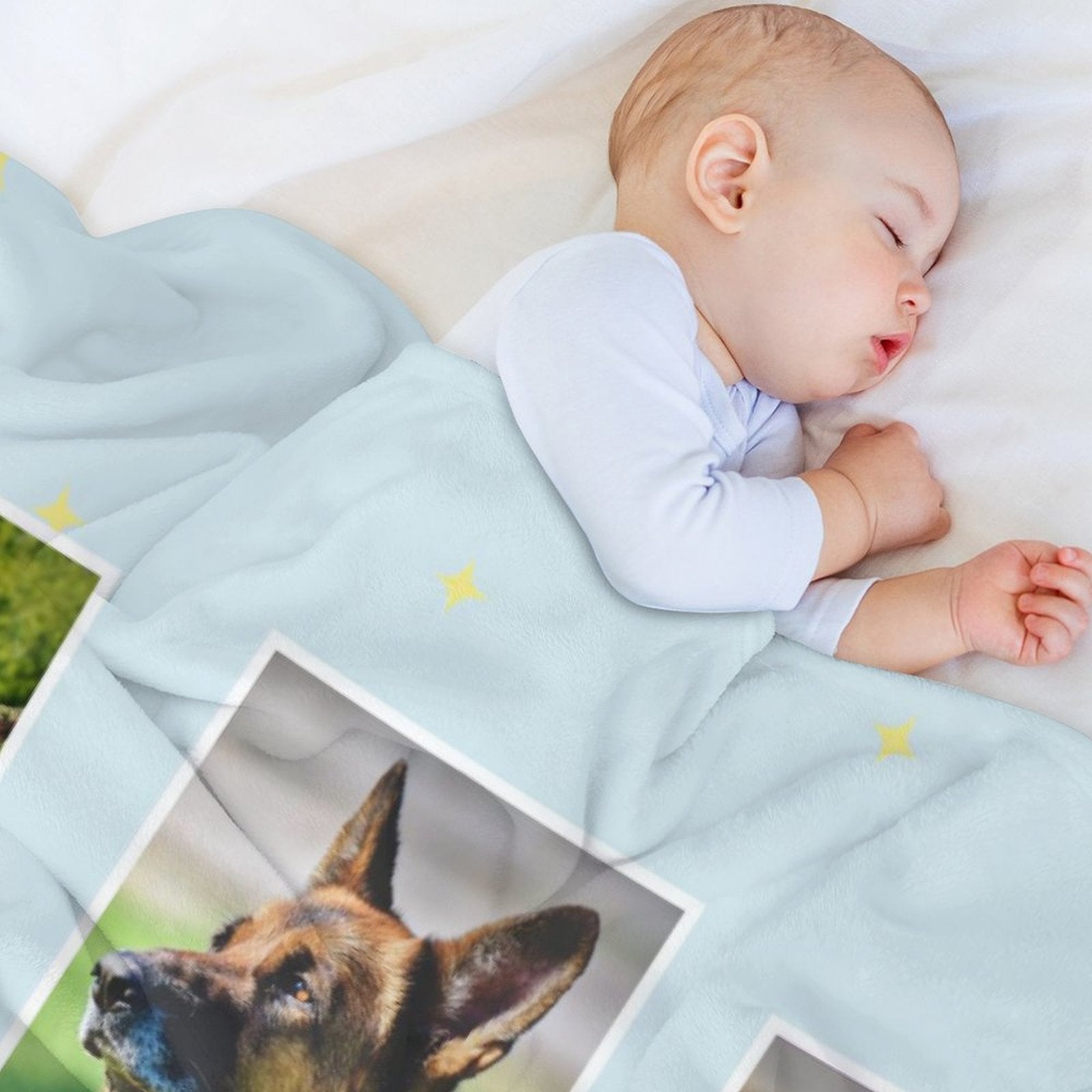 WEPRINTMEBlanketCustom Pet Photo Blue Stars Fleece Blanket
