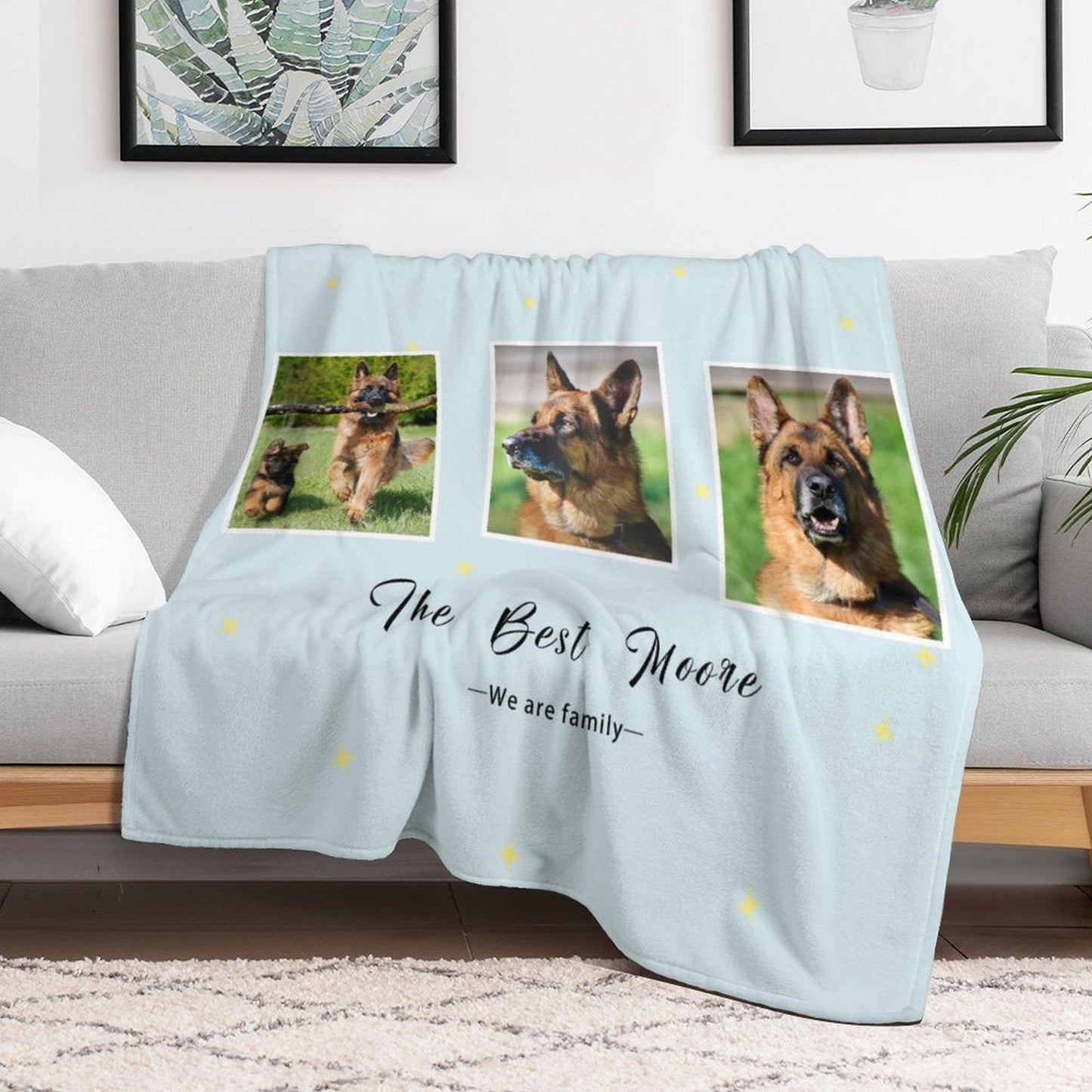 WEPRINTMEBlanketCustom Pet Photo Blue Stars Fleece Blanket