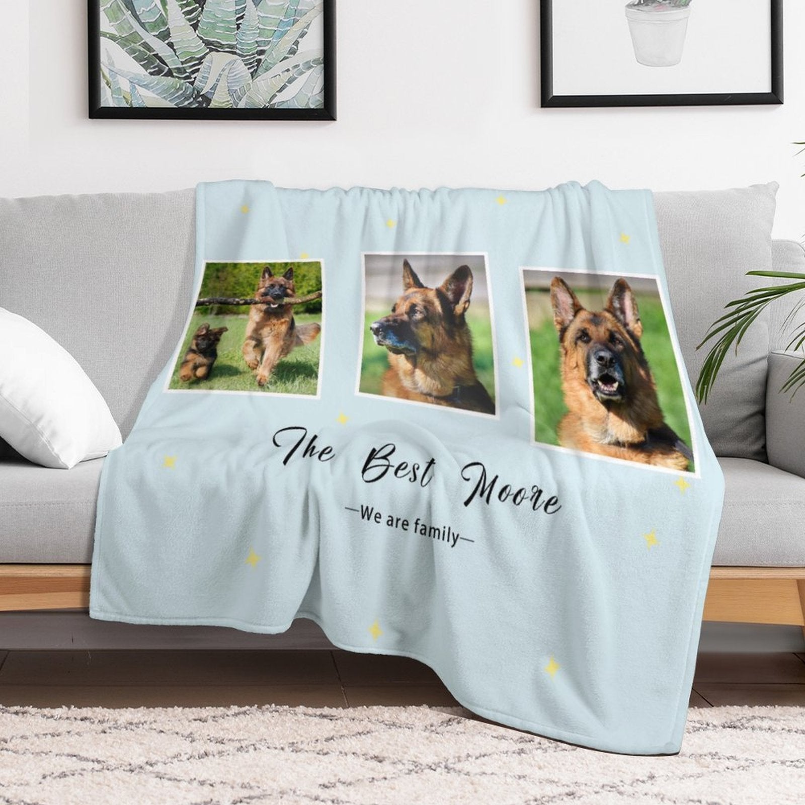 WEPRINTMEBlanketCustom Pet Photo Blue Stars Fleece Blanket
