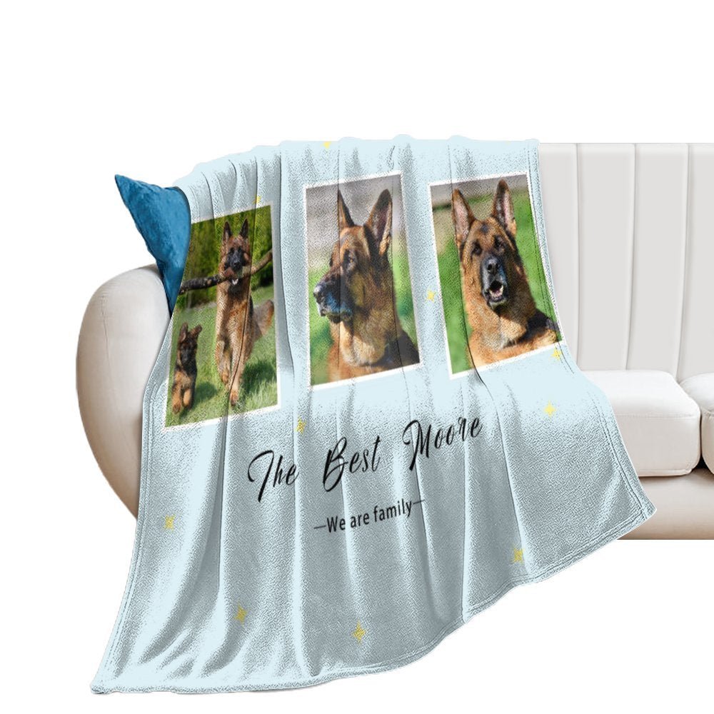 WEPRINTMEBlanketCustom Pet Photo Blue Stars Fleece Blanket