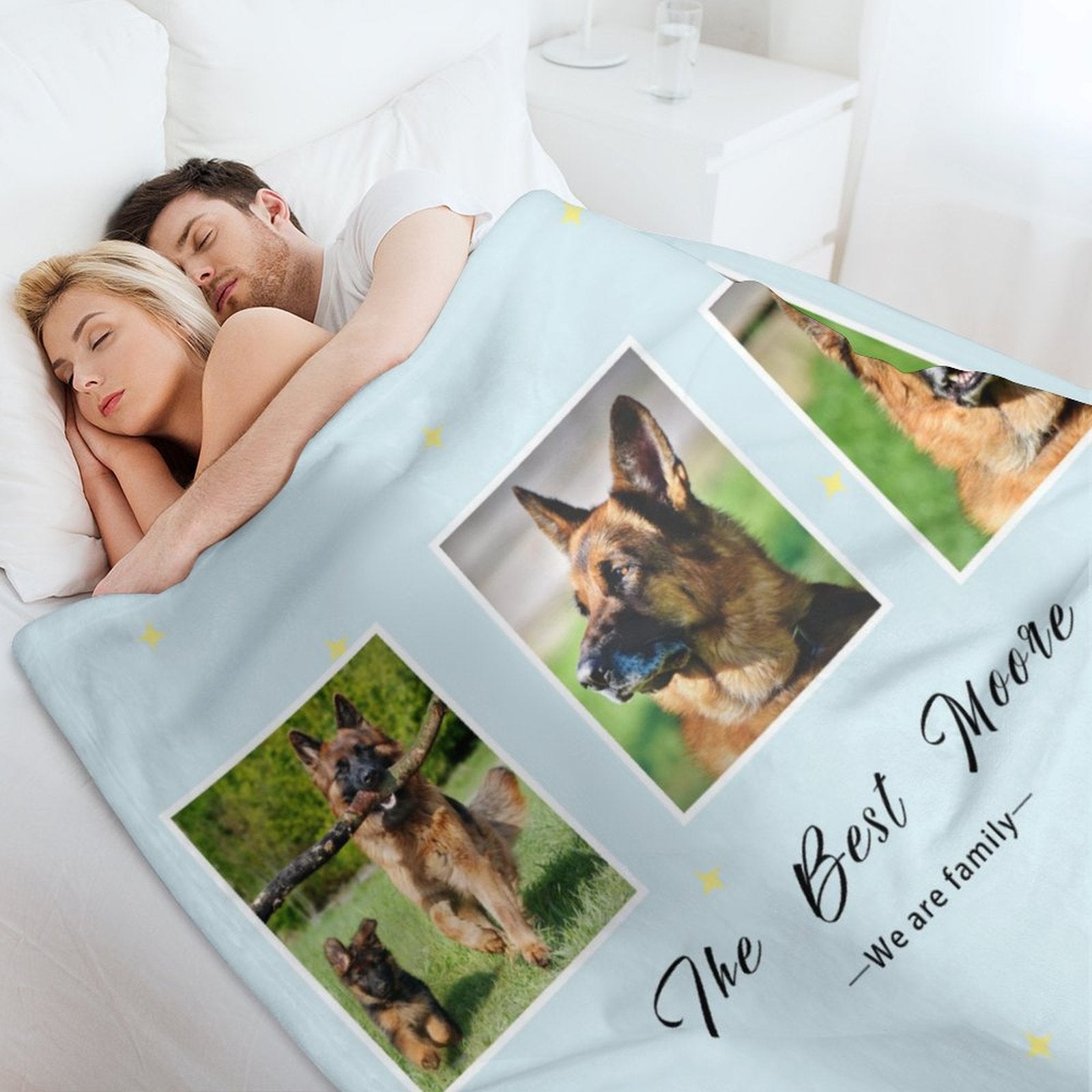 WEPRINTMEBlanketCustom Pet Photo Blue Stars Fleece Blanket