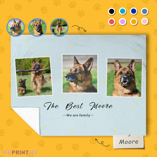 WEPRINTMEBlanketCustom Pet Photo Blue Stars Fleece Blanket