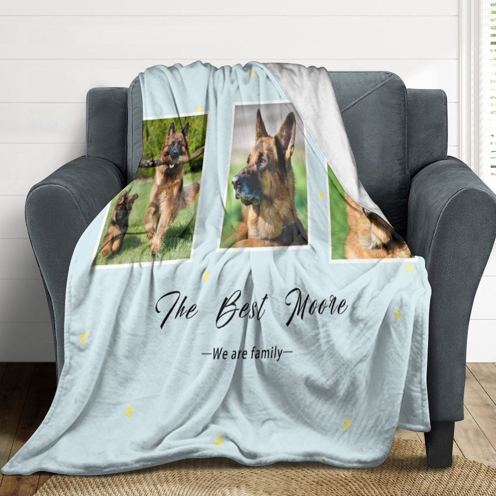 WEPRINTMEBlanketCustom Pet Photo Blue Stars Fleece Blanket