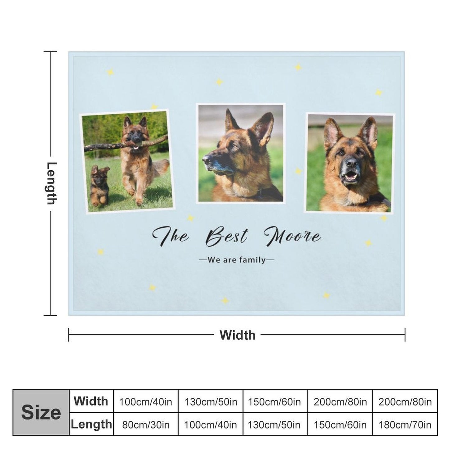 WEPRINTMEBlanketCustom Pet Photo Blue Stars Fleece Blanket