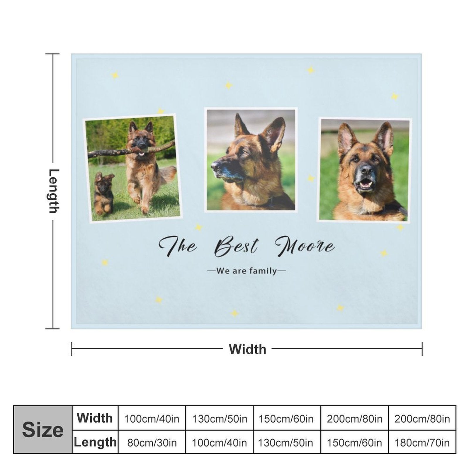 WEPRINTMEBlanketCustom Pet Photo Blue Stars Fleece Blanket