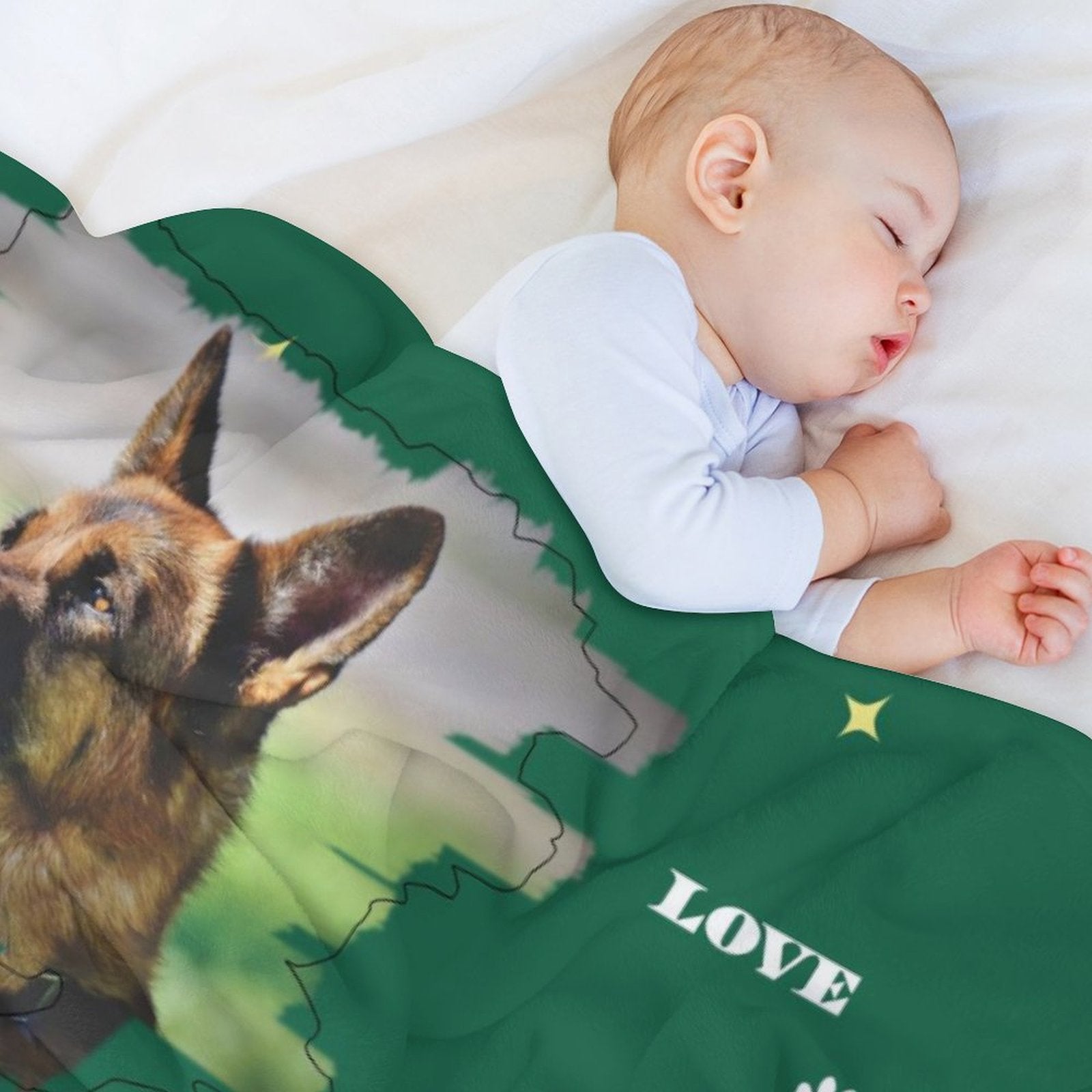 WEPRINTMEBlanketCustom Pet Photo Green Stars Fleece Blanket