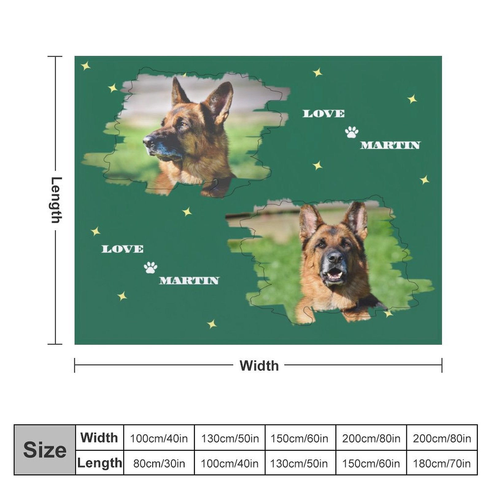 WEPRINTMEBlanketCustom Pet Photo Green Stars Fleece Blanket