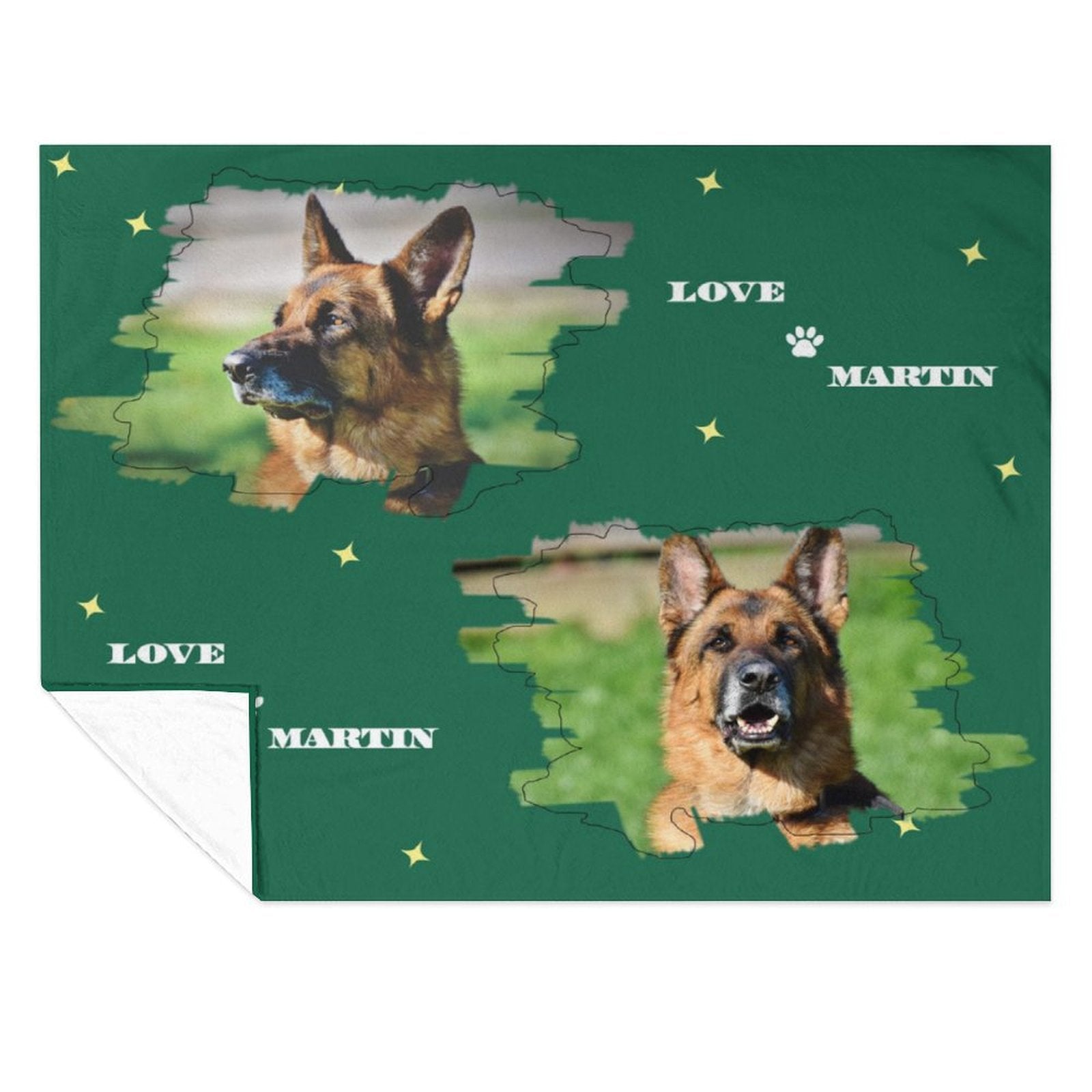 WEPRINTMEBlanketCustom Pet Photo Green Stars Fleece Blanket