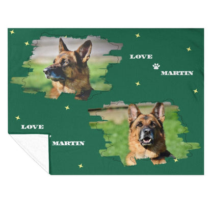 WEPRINTMEBlanketCustom Pet Photo Green Stars Fleece Blanket