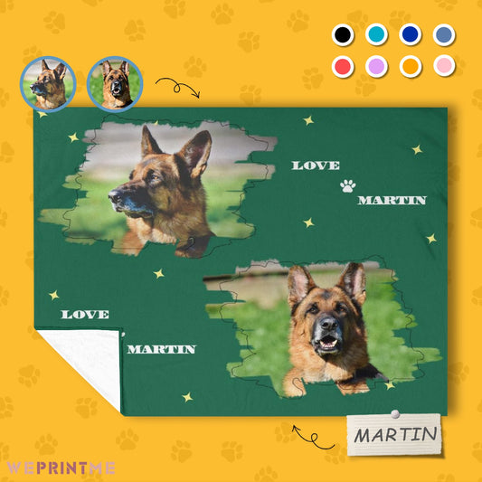 WEPRINTMEBlanketCustom Pet Photo Green Stars Fleece Blanket