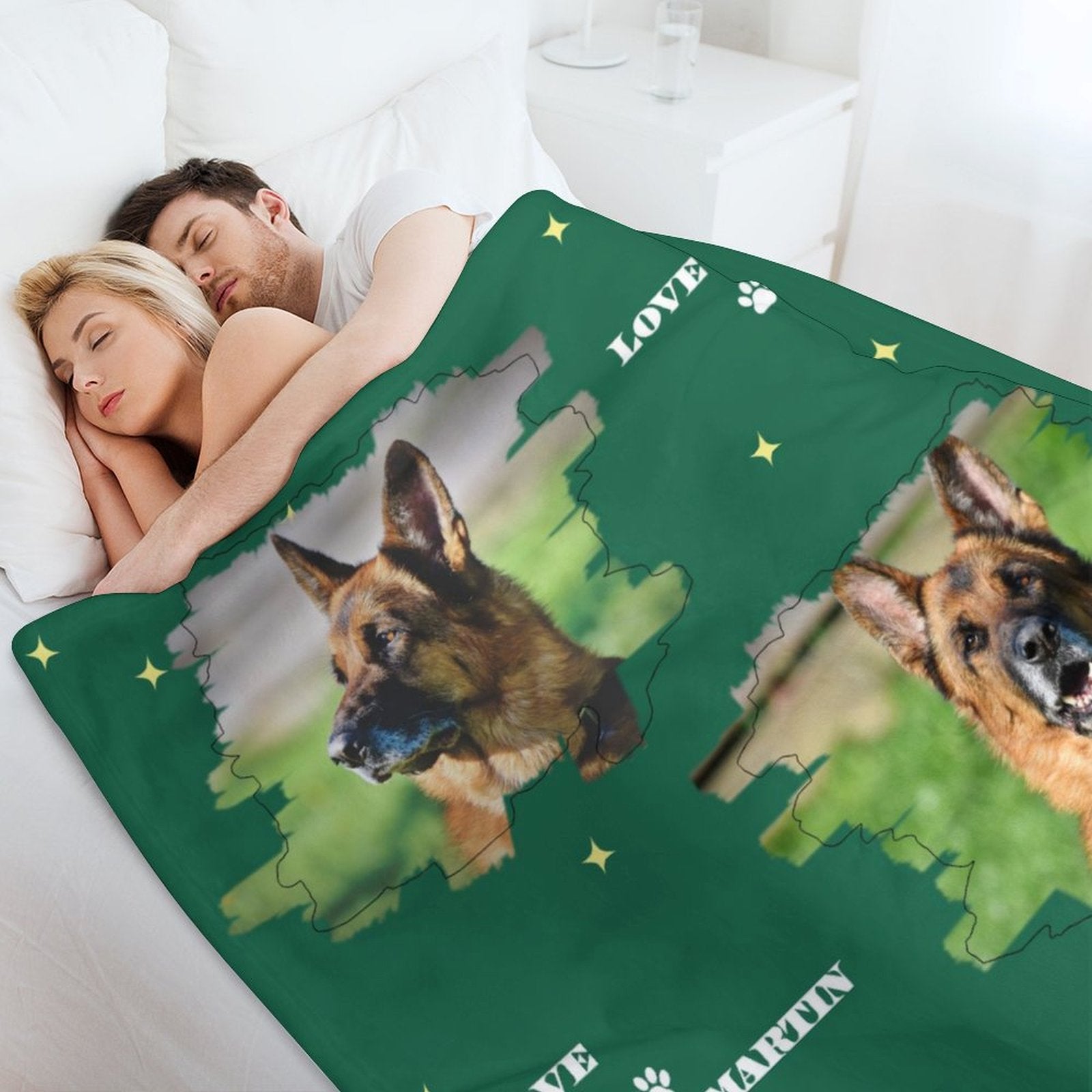 WEPRINTMEBlanketCustom Pet Photo Green Stars Fleece Blanket
