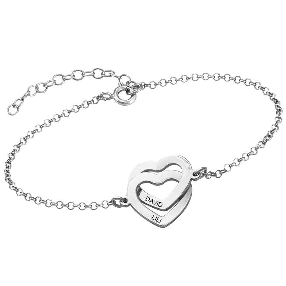 WEPRINTMEBraceletCustom Two Names Heart Bracelet