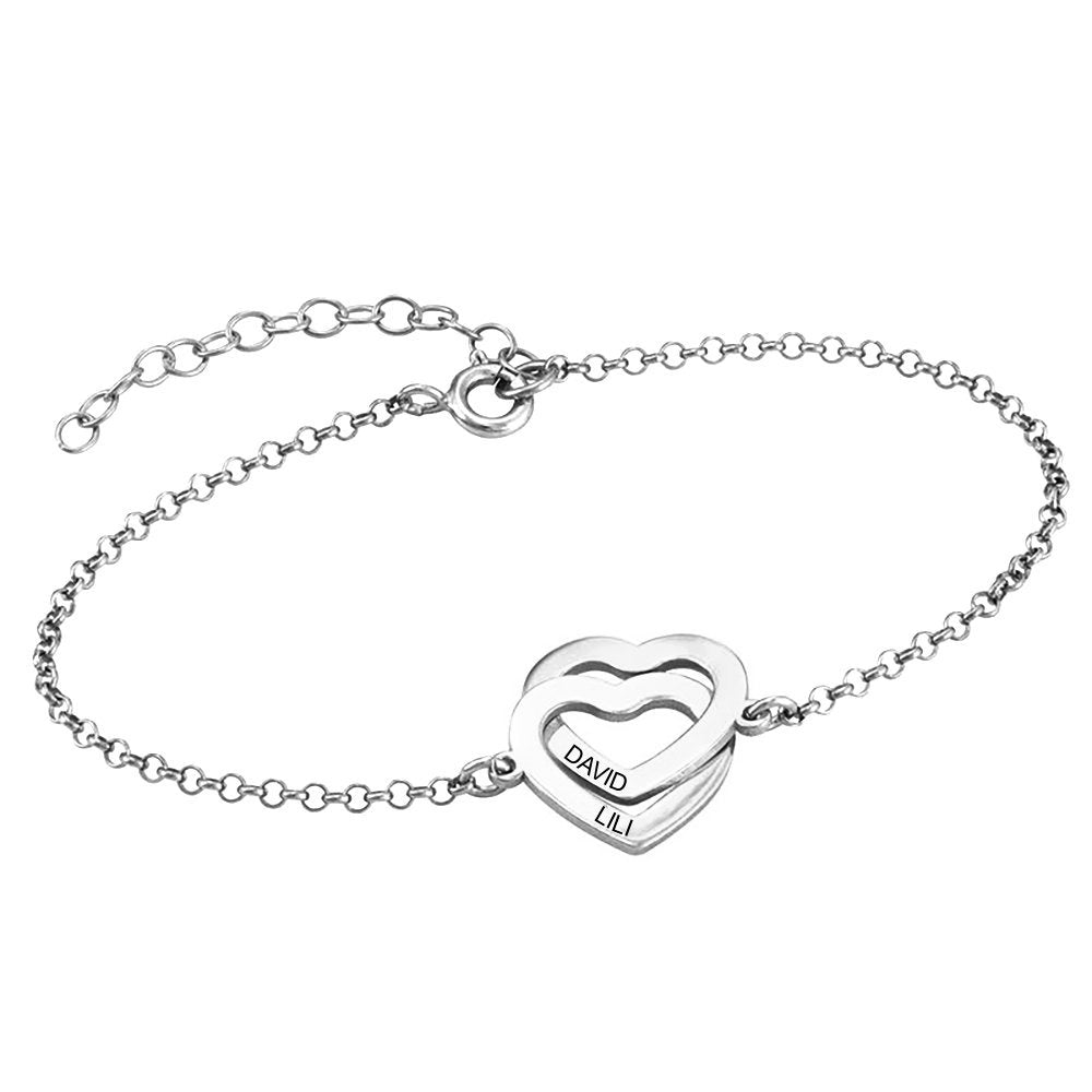 WEPRINTMEBraceletCustom Two Names Heart Bracelet