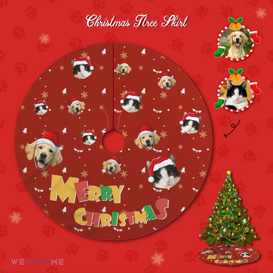 Personalized Pet Face Christmas Tree Skirt-WePrintMe-1
