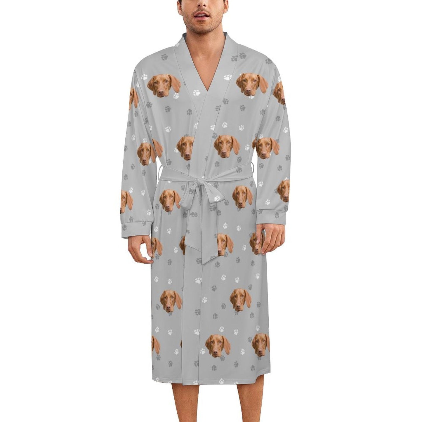Custom Pet Face Paws Adult Robe (Unisex)-4