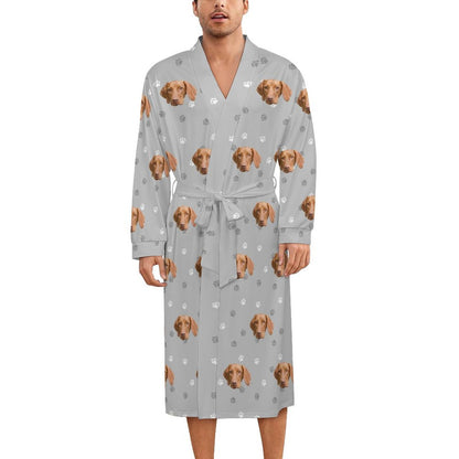 Custom Pet Face Paws Adult Robe (Unisex)-4