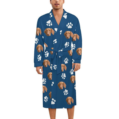 Custom Pet Face Paws Adult Robe (Unisex)-14