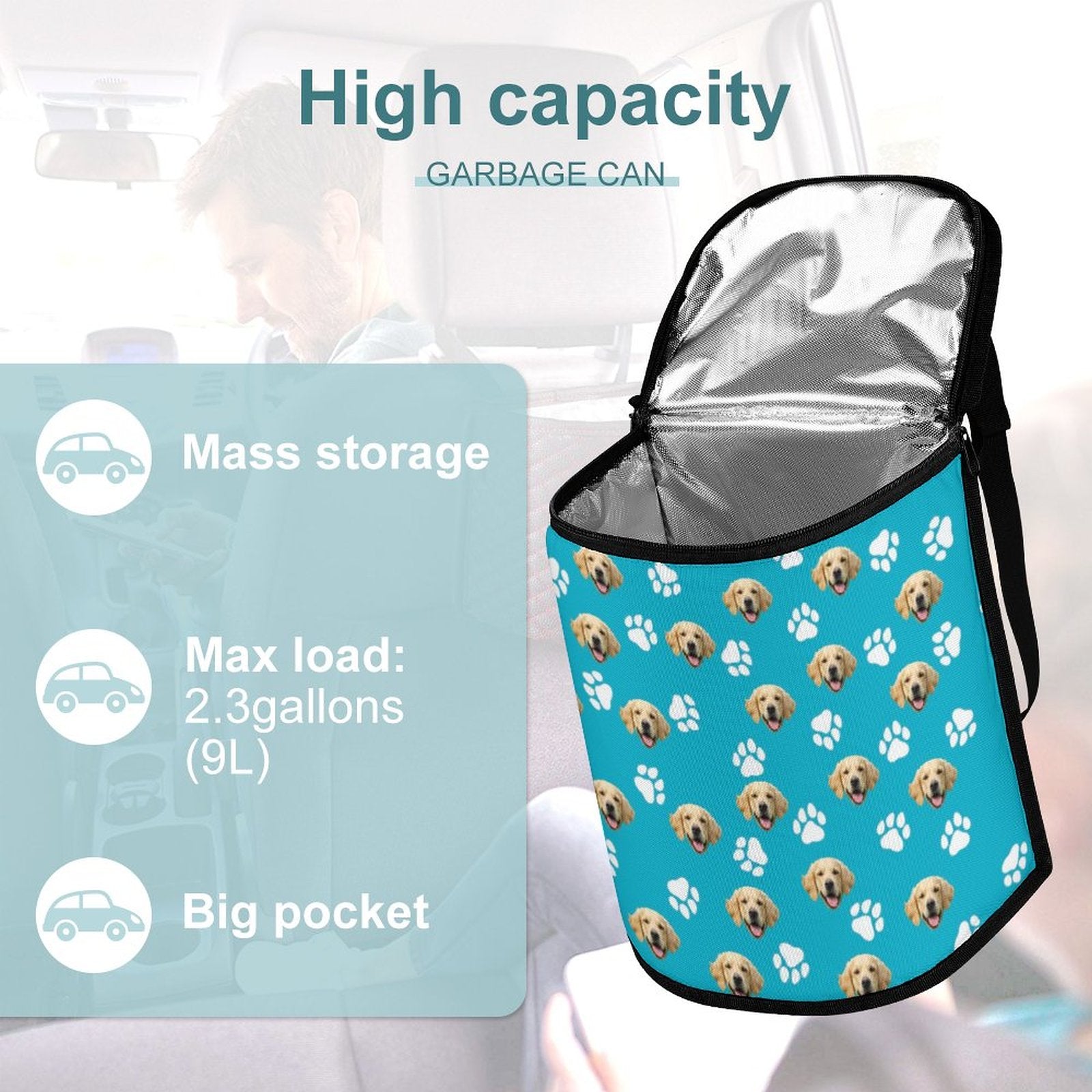 WEPRINTMECar BagCustom Pet Face Car Portable Storage Bag