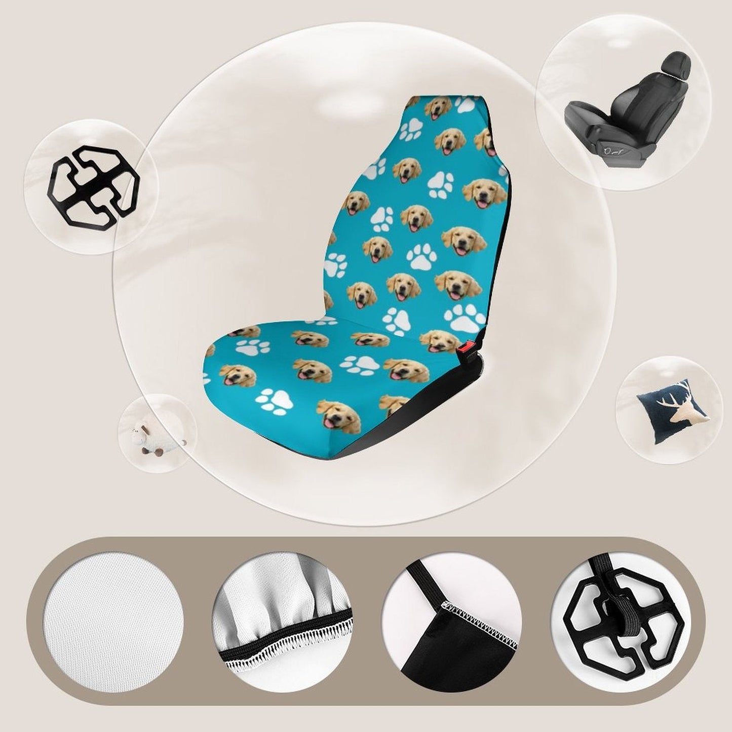 WEPRINTMECar Seat CoverCustom Pet Face Car Seat Cover