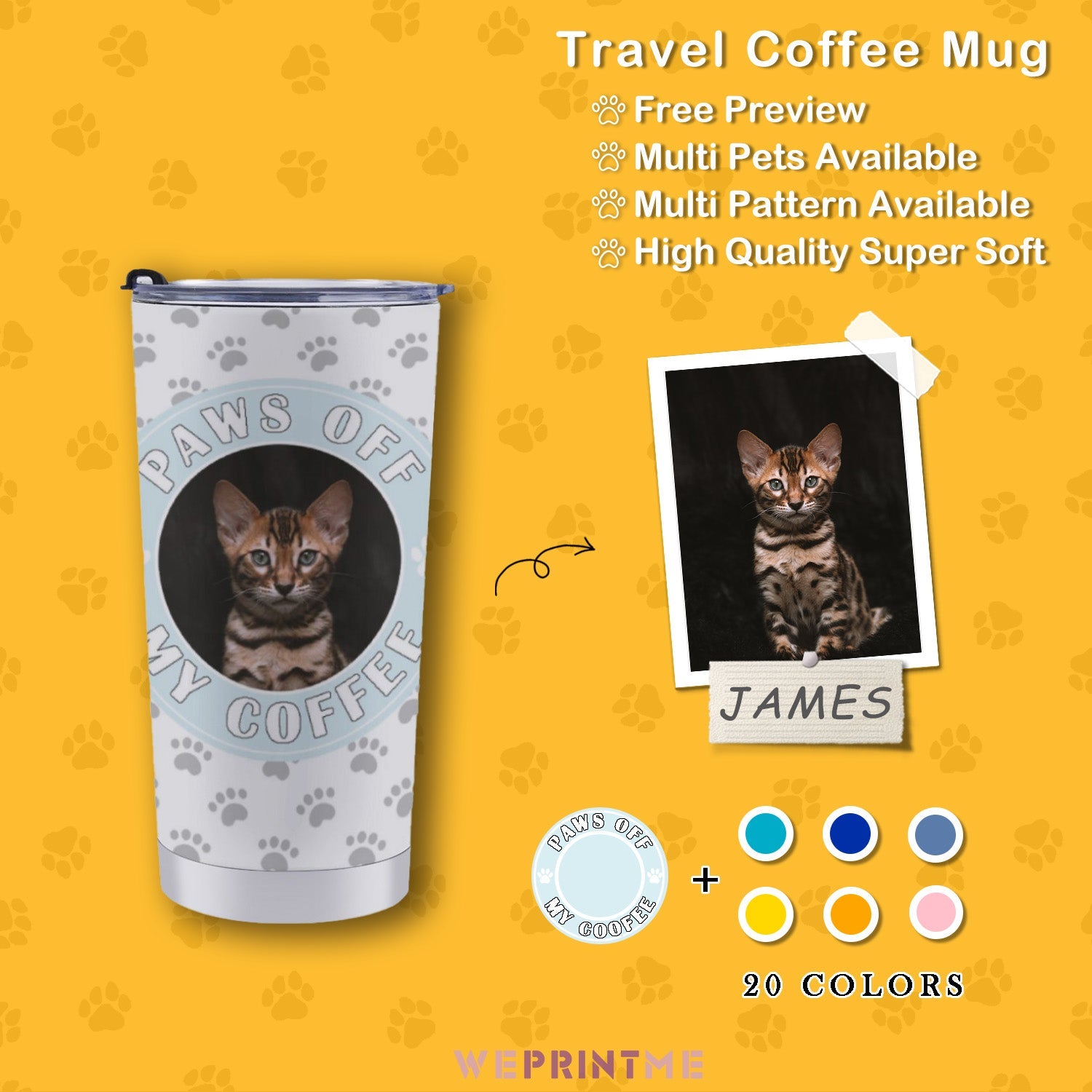 WEPRINTMECup&MugCustom Pet and Name Paws Off Mug