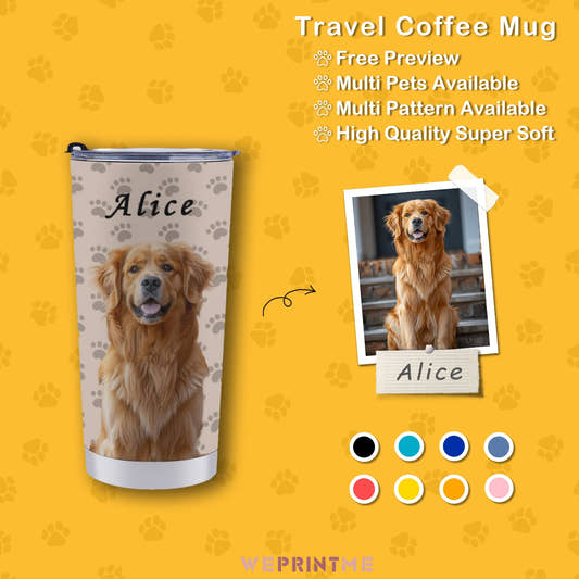 WePrintMeCup&MugCustom Pet and Name Paws Travel Mug