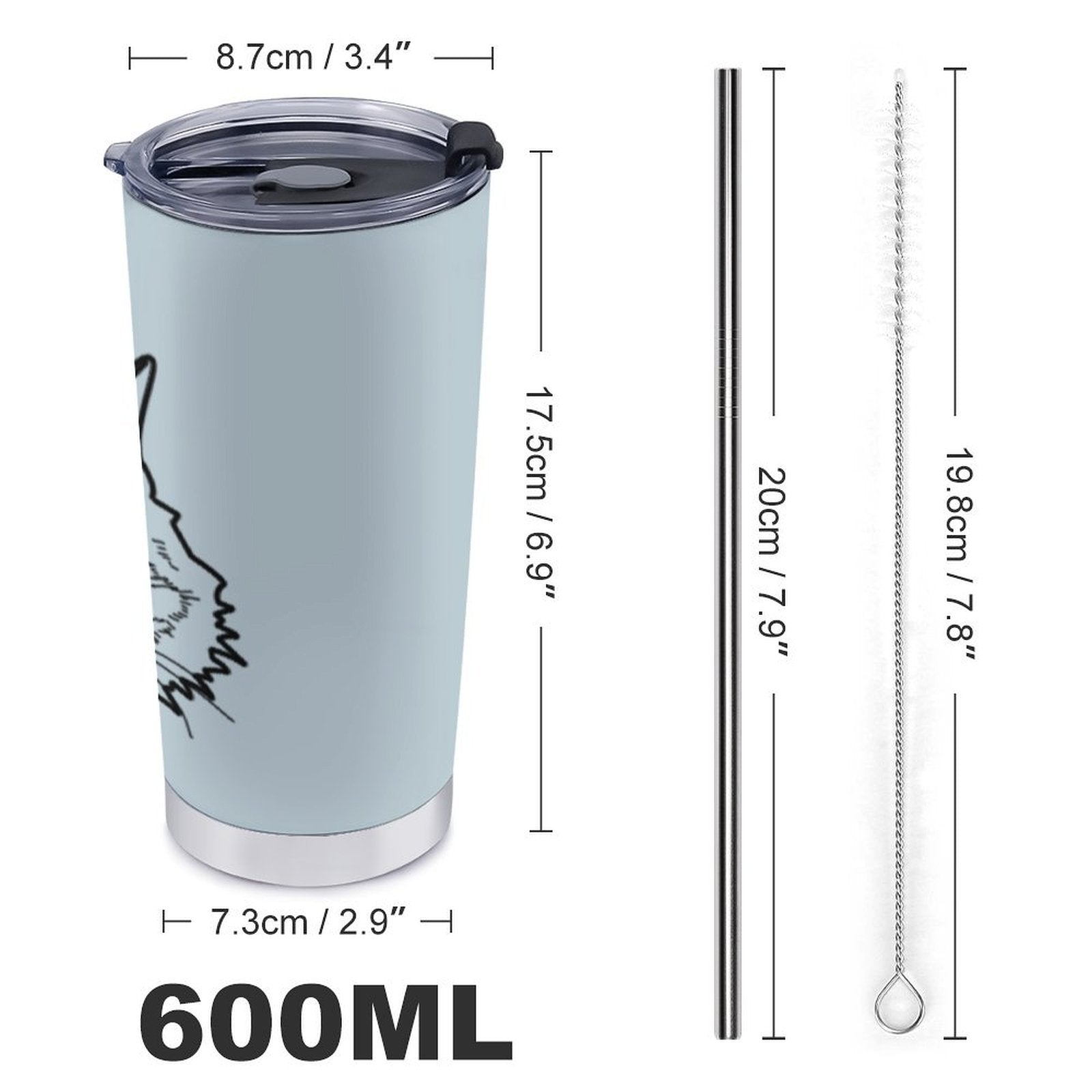 WEPRINTMECup&MugCustom Pet Face and Name Handdraw Face Travel Mug