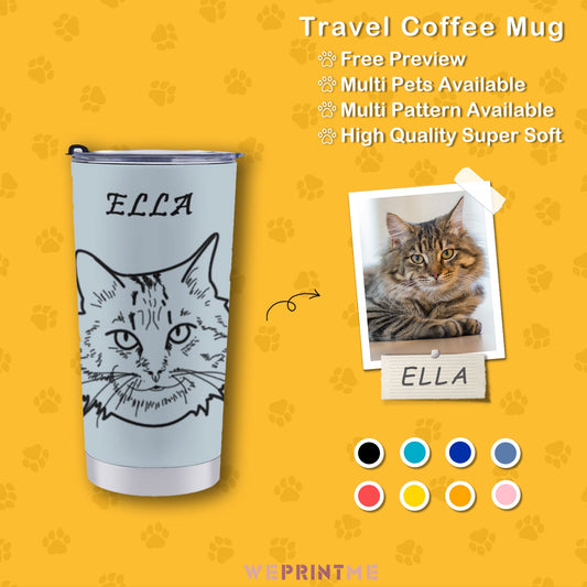 WEPRINTMECup&MugCustom Pet Face and Name Handdraw Face Travel Mug