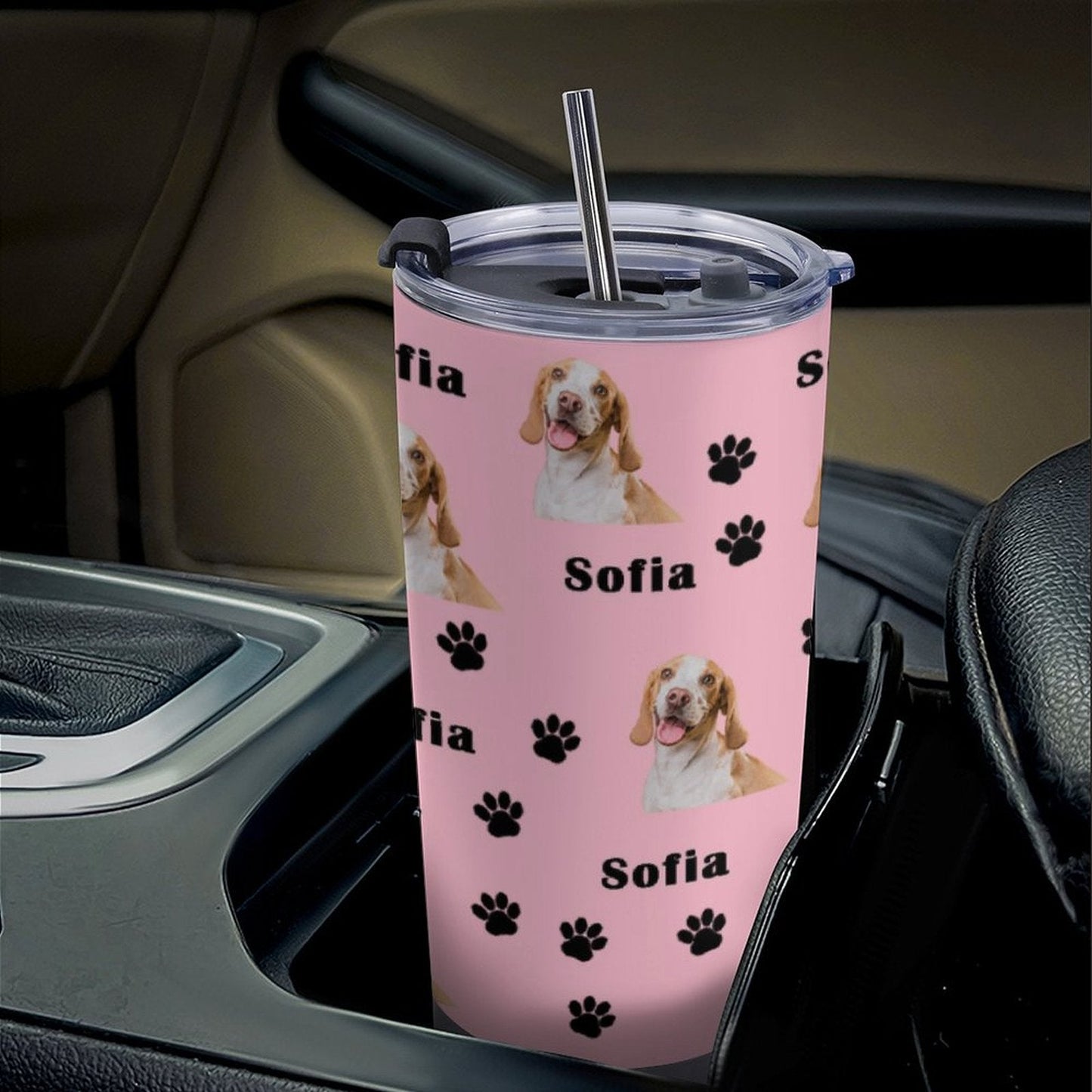 WEPRINTMECup&MugCustom Pet Face and Name Paws Travel Mug