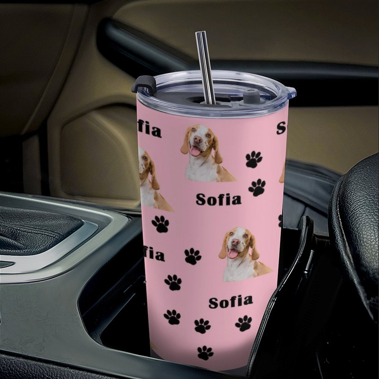 WEPRINTMECup&MugCustom Pet Face and Name Paws Travel Mug