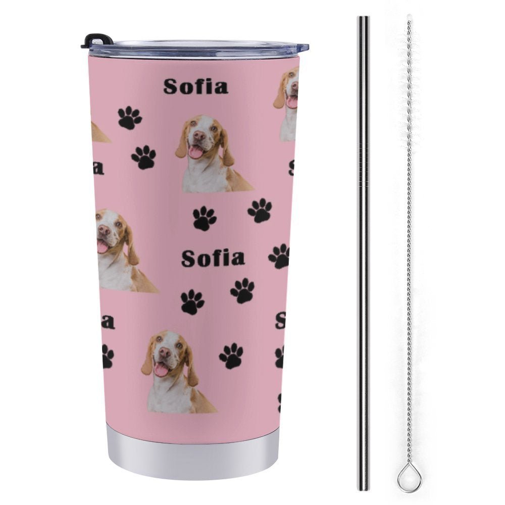 WEPRINTMECup&MugCustom Pet Face and Name Paws Travel Mug