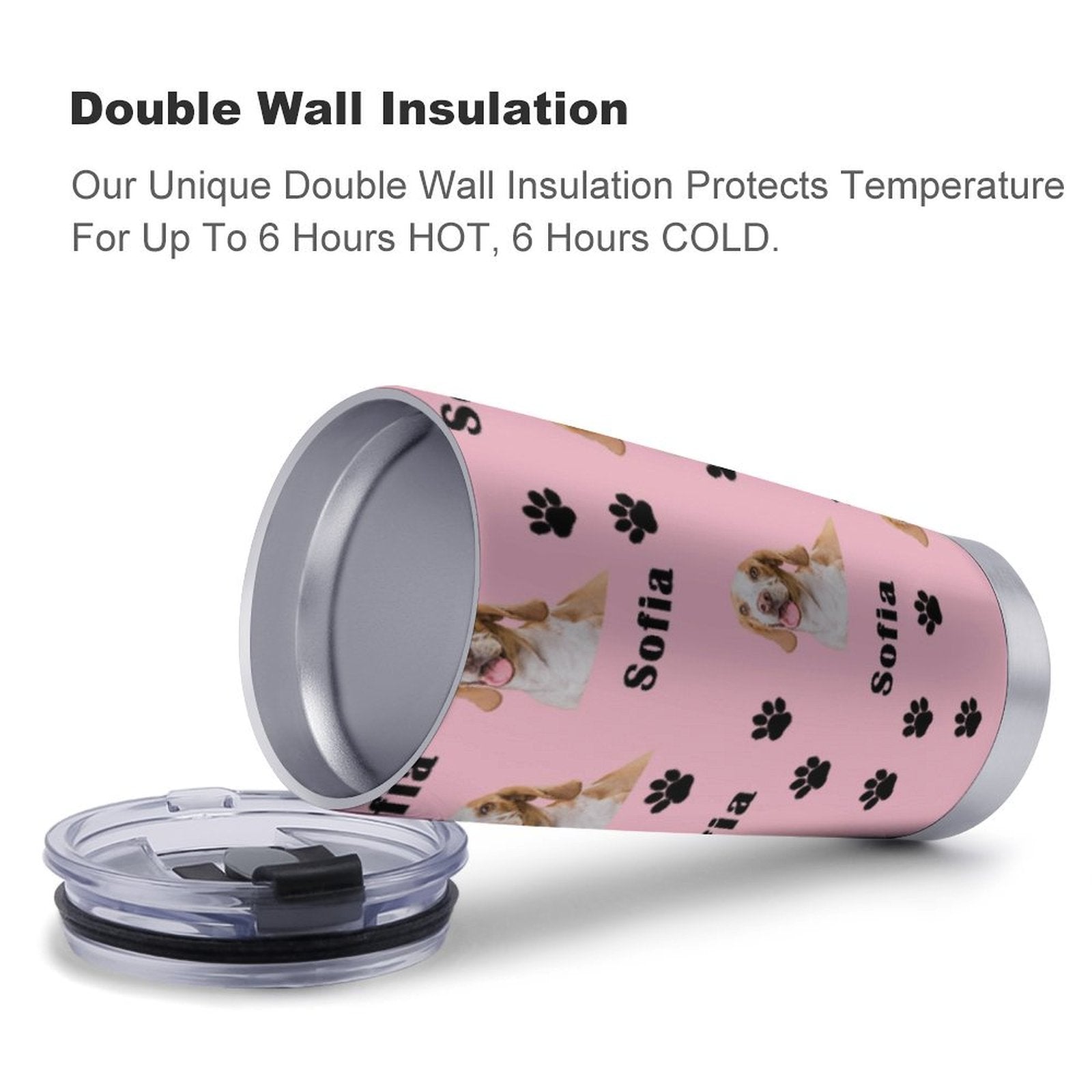 WEPRINTMECup&MugCustom Pet Face and Name Paws Travel Mug