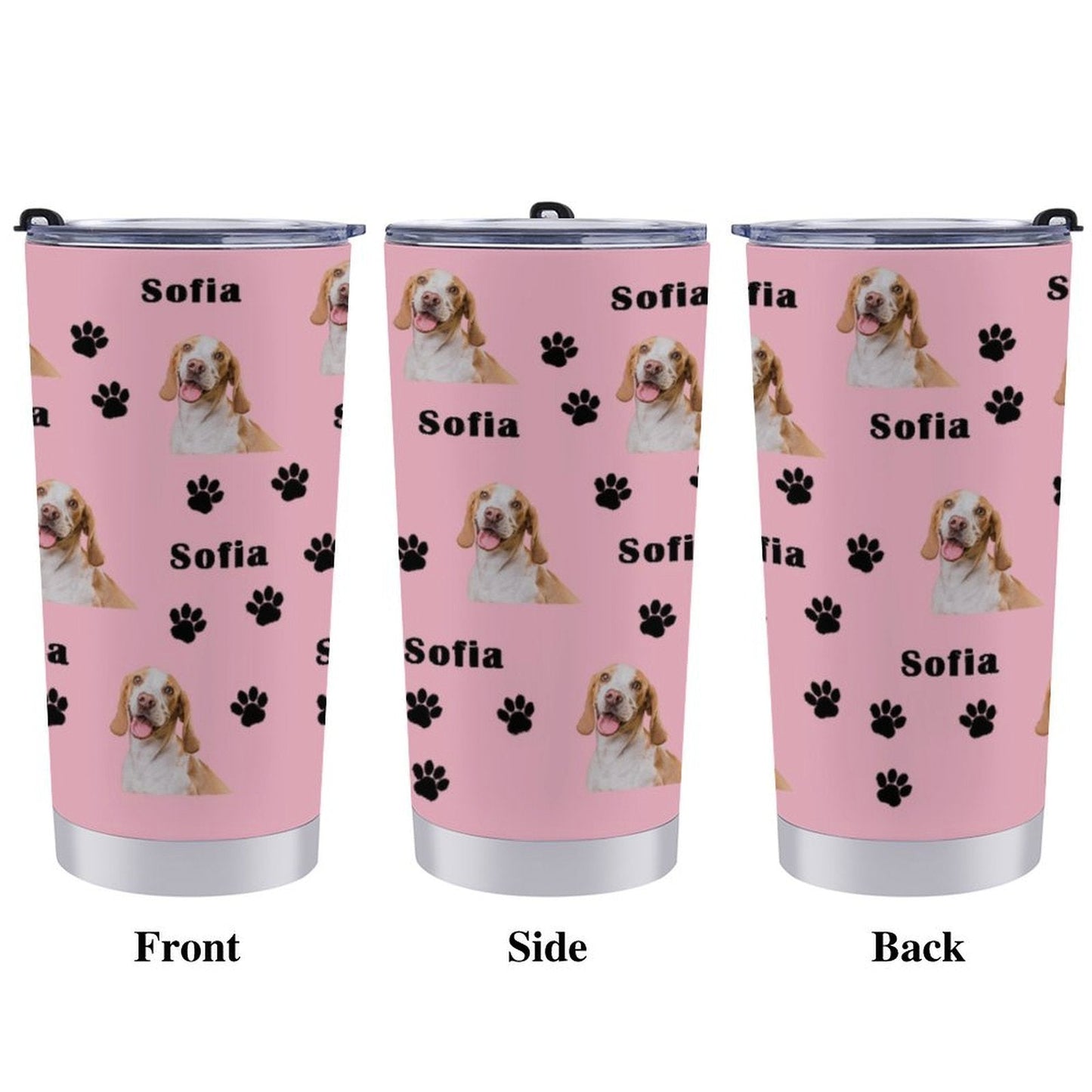 WEPRINTMECup&MugCustom Pet Face and Name Paws Travel Mug