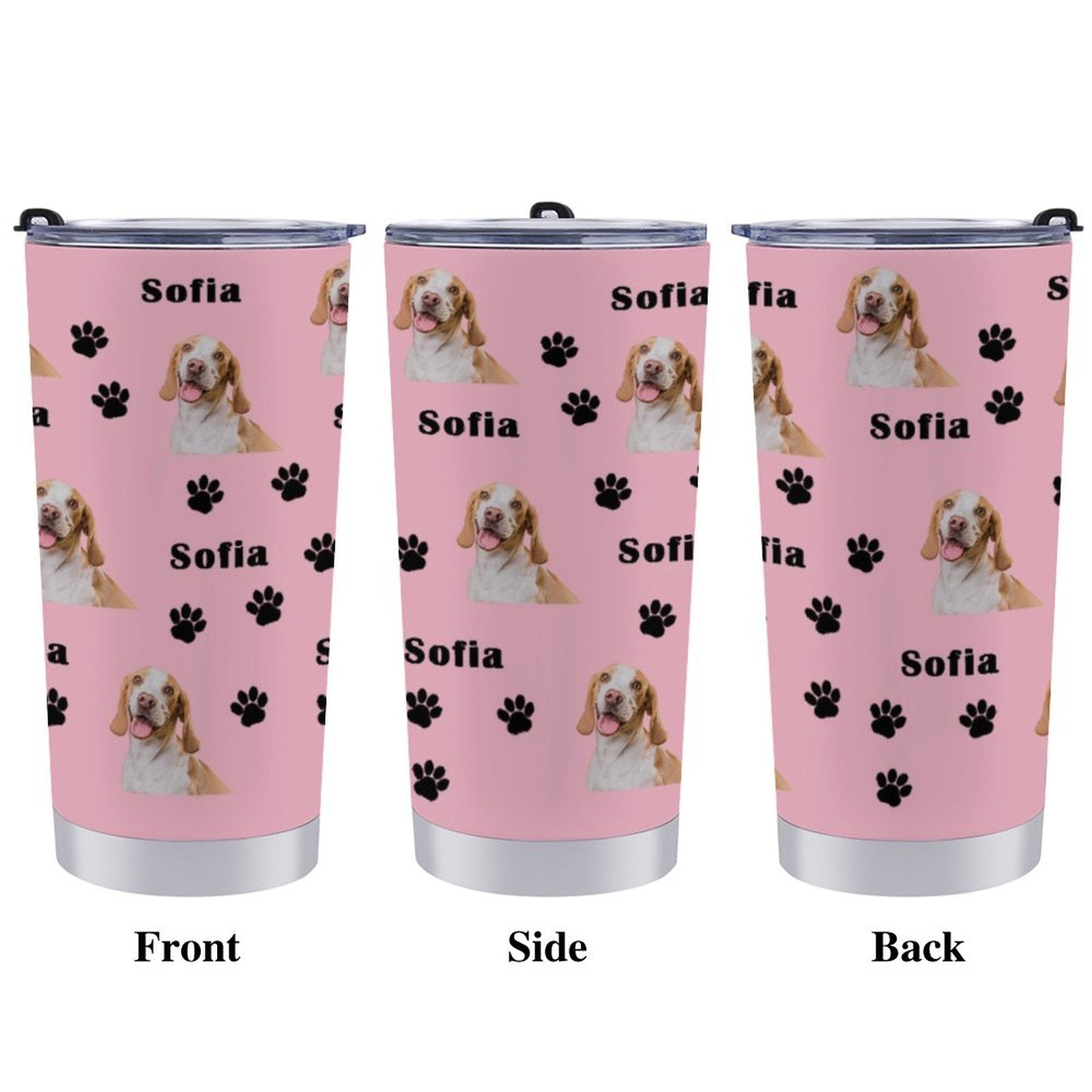 WEPRINTMECup&MugCustom Pet Face and Name Paws Travel Mug