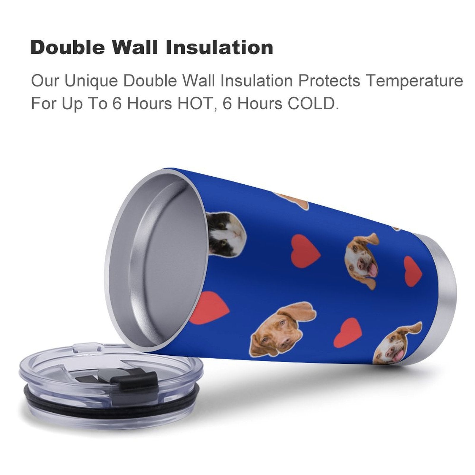 WEPRINTMECup&MugCustom Pet Face Heart Travel Mug