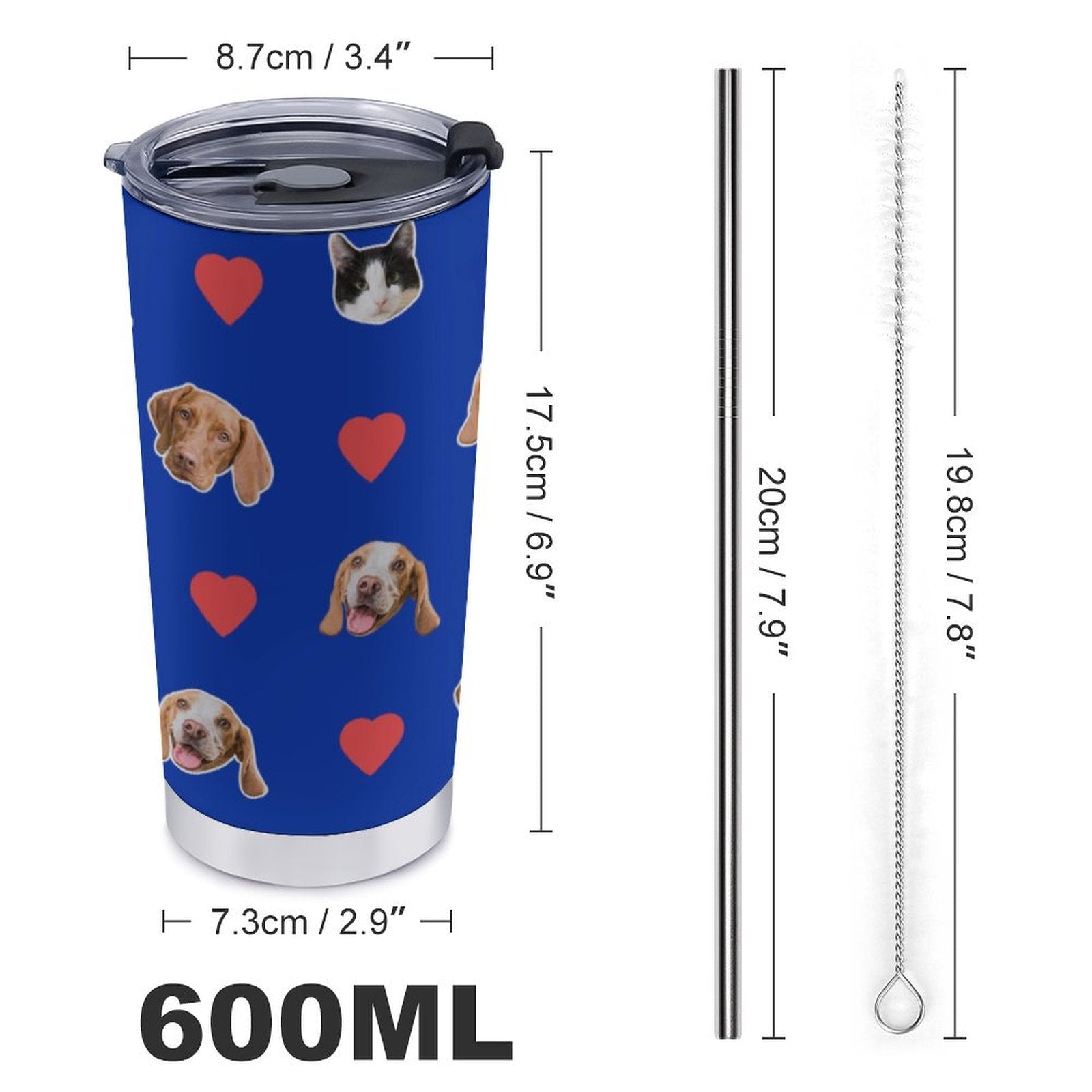 WEPRINTMECup&MugCustom Pet Face Heart Travel Mug