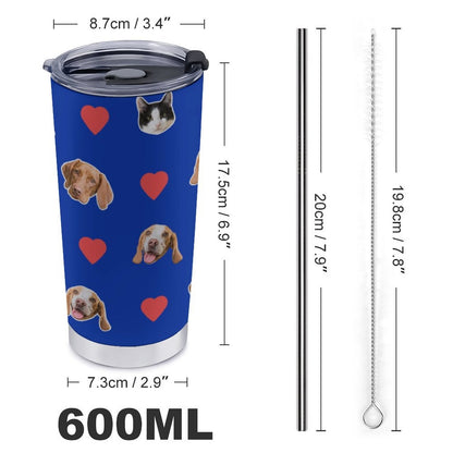 WEPRINTMECup&MugCustom Pet Face Heart Travel Mug