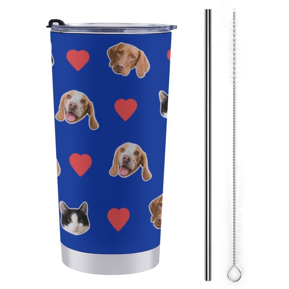 WEPRINTMECup&MugCustom Pet Face Heart Travel Mug