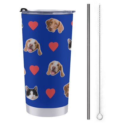 WEPRINTMECup&MugCustom Pet Face Heart Travel Mug