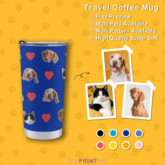 WEPRINTMECup&MugCustom Pet Face Heart Travel Mug
