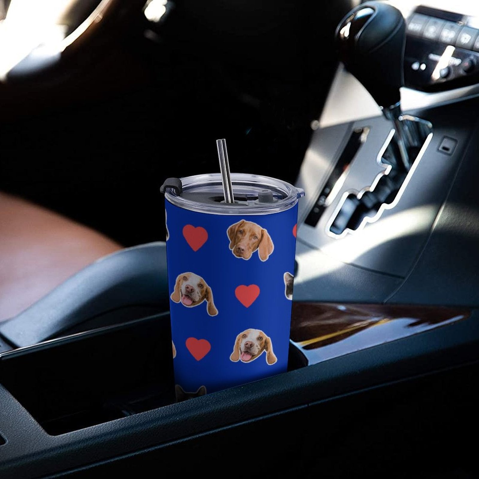 WEPRINTMECup&MugCustom Pet Face Heart Travel Mug