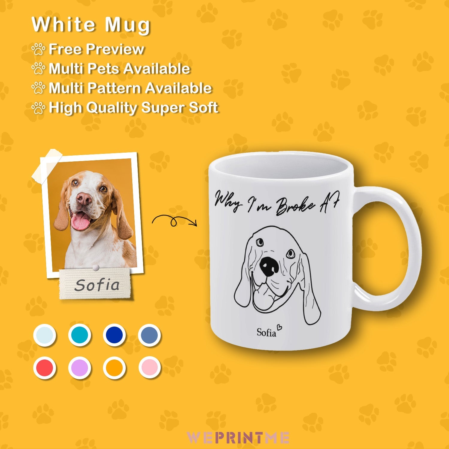 WEPRINTMECup&MugCustom Pet Handdraw Pet Mug