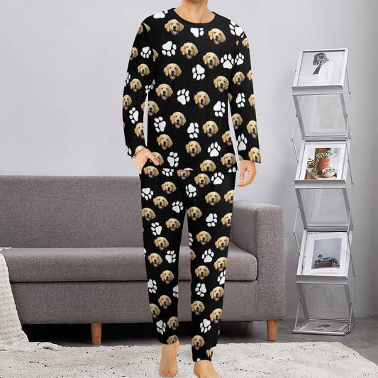 WePrintMeCustom Pet Face Men's Long Pajama Set
