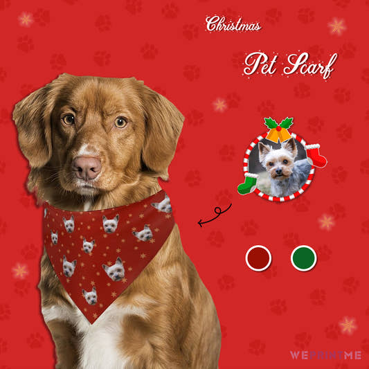 Custom Pet Scarf Christmas Pet Face Bandana-WePrintMe-1