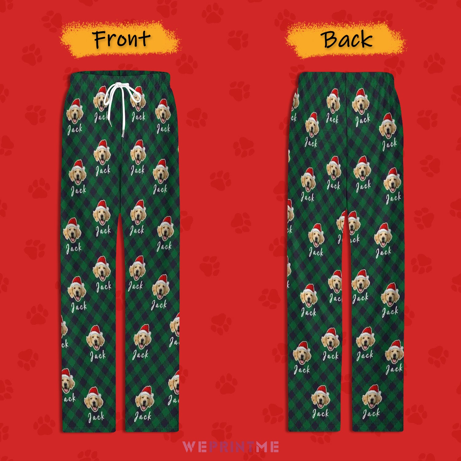 Custom Pet Face and Name Santa Pajama Pants-Style4 FB-WEPRINTME