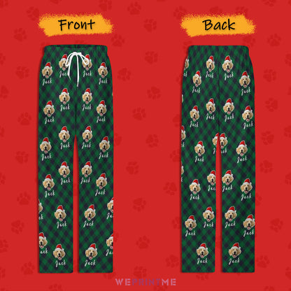 Custom Pet Face and Name Santa Pajama Pants-Style4 FB-WEPRINTME
