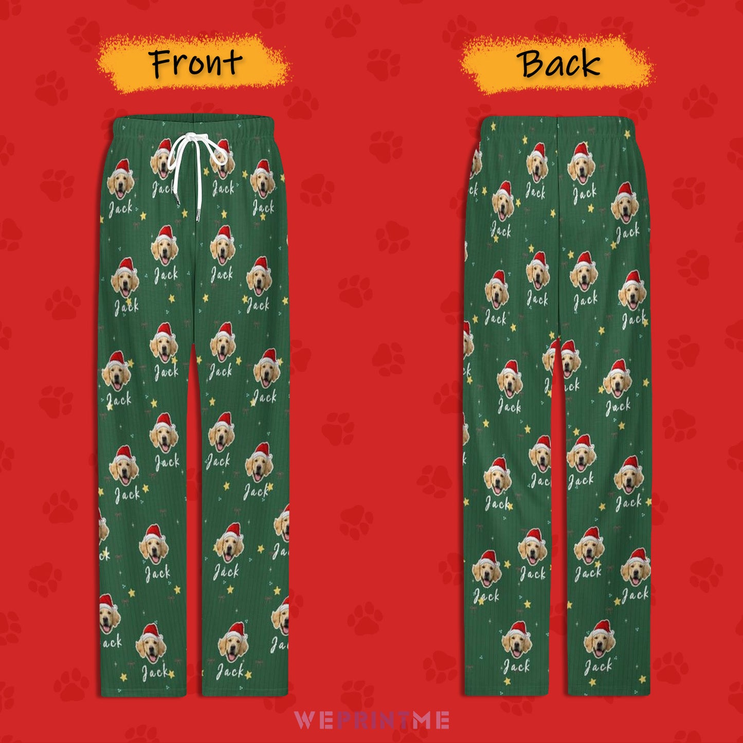 Custom Pet Face and Name Santa Pajama Pants-Style1 FB-WEPRINTME