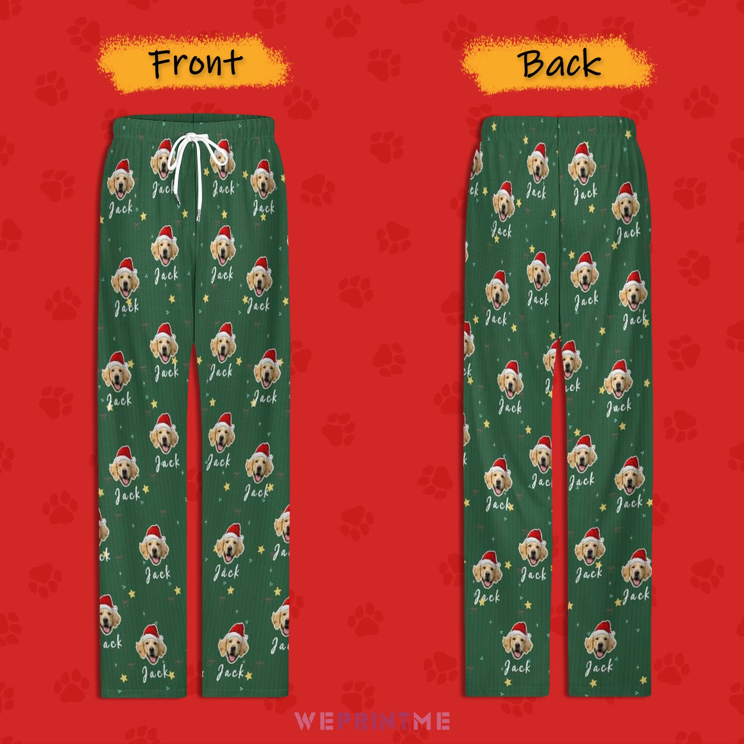 Custom Pet Face and Name Santa Pajama Pants-Style1 FB-WEPRINTME