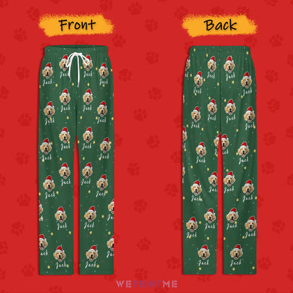 Custom Pet Face and Name Santa Pajama Pants-Style1 FB-WEPRINTME