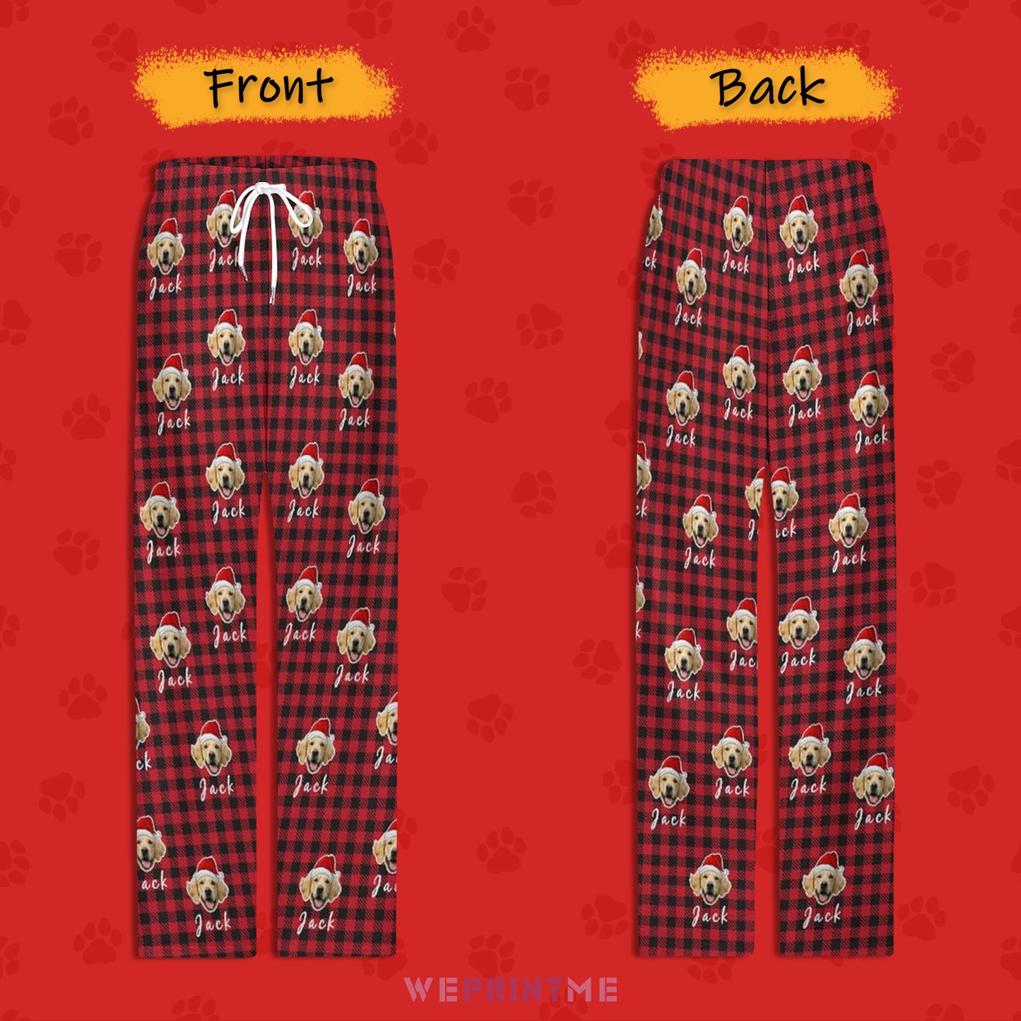 Custom Pet Face and Name Santa Pajama Pants-Style3 FB-WEPRINTME