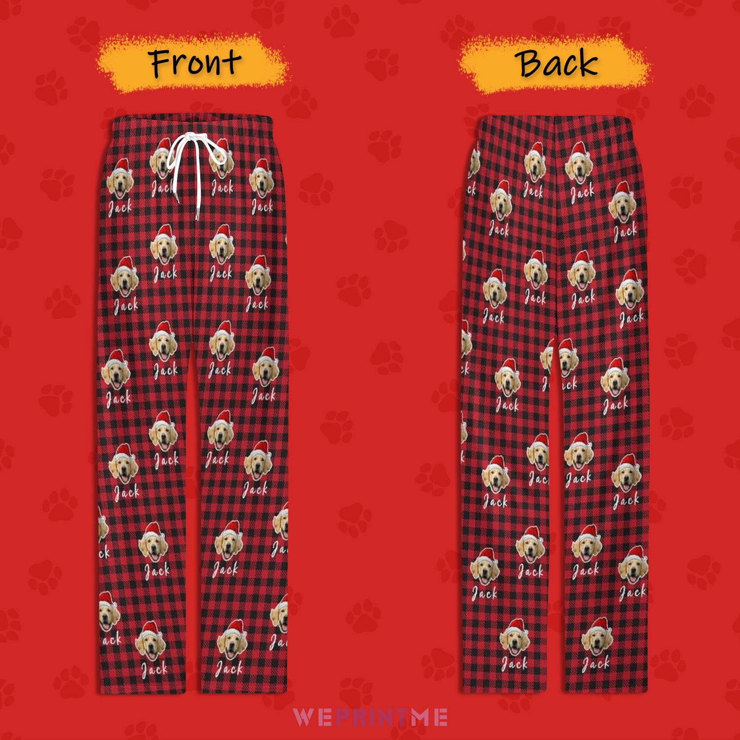 Custom Pet Face and Name Santa Pajama Pants-Style3 FB-WEPRINTME